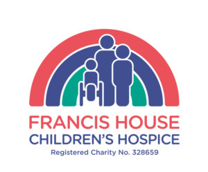 The Francis House Children's Hospice logo is seen, giving its registered charity number as 328659.