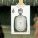 A paper target is seen, hanging from the ceiling at the Double-Deuce Firing Range, Walsall.