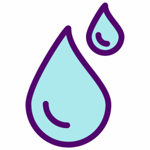 An icon of two water droplets can be seen, descending downwards.
