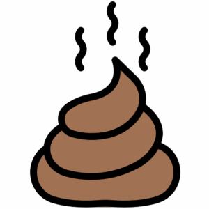 An icon of a heap of fecal matter is seen. Stink lines radiate from it's top, indicating the particularly smelly nature of the poo.